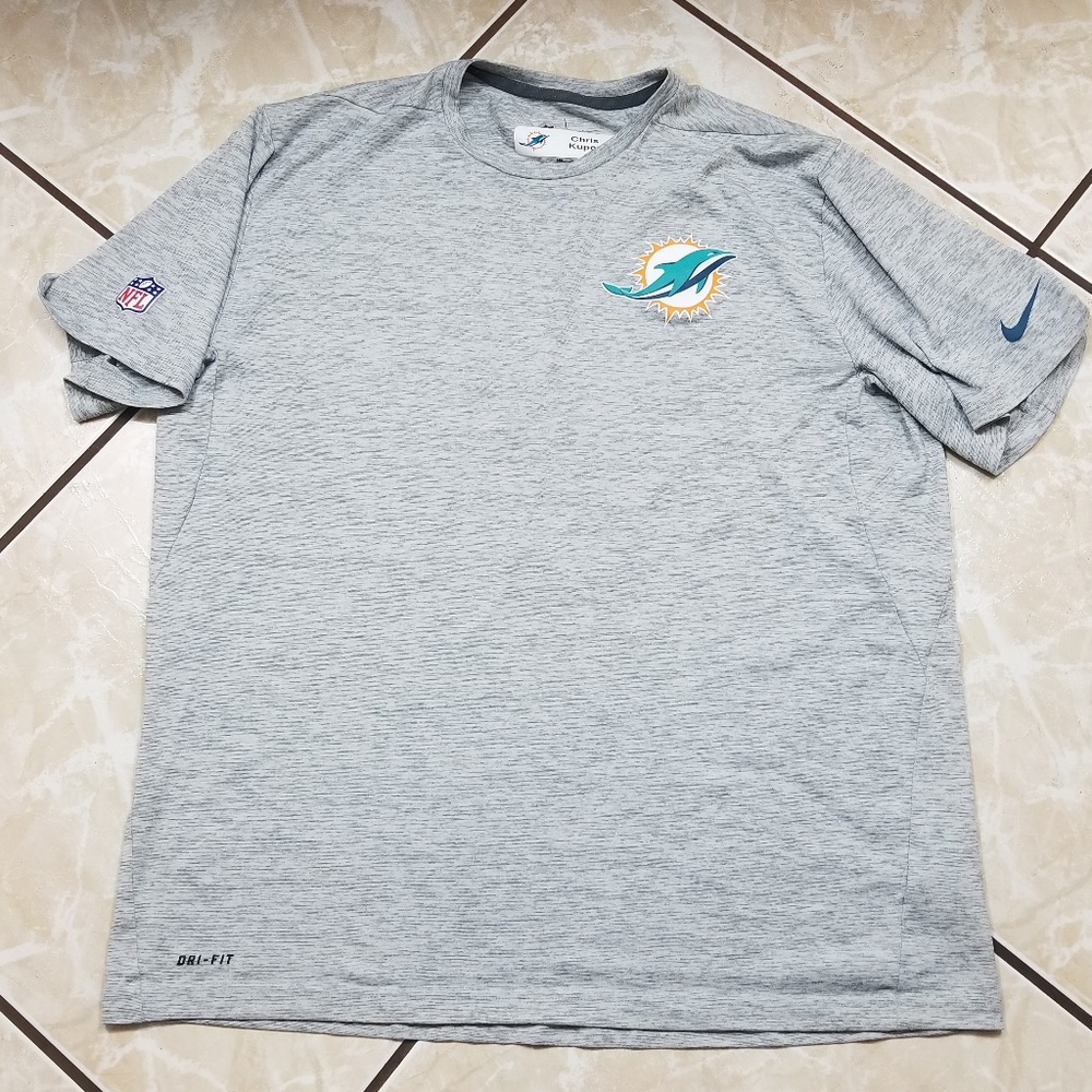 Nike Miami Dolphins Team Issued Gray Dri Fit Shirt